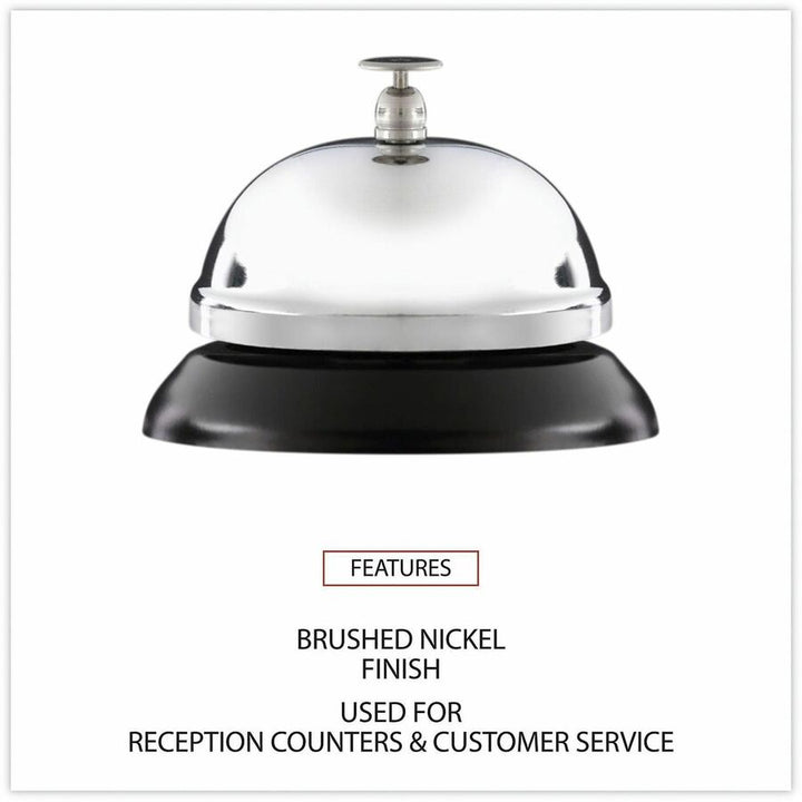 Image of Universal UNV10000 Call Bell, 3.4" Diameter, Brushed Nickel, Nickel Plated Steel, Black, 1 Each
