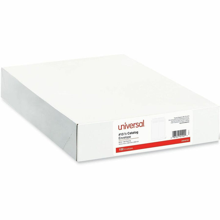 Image of Universal UNV42102 Envelope, Catalog, #13 1/2, 28 lb, Self Adhesive, White, Paper Stock, 100 / Box