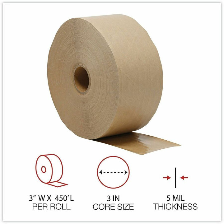 Image of Universal UFS44HD007 Packaging Tape, 150 yd Length x 3" W x 5 mil Thickness, 3" Core, Brown, Kraft/Glass Fiber Backing, 10 / Carton