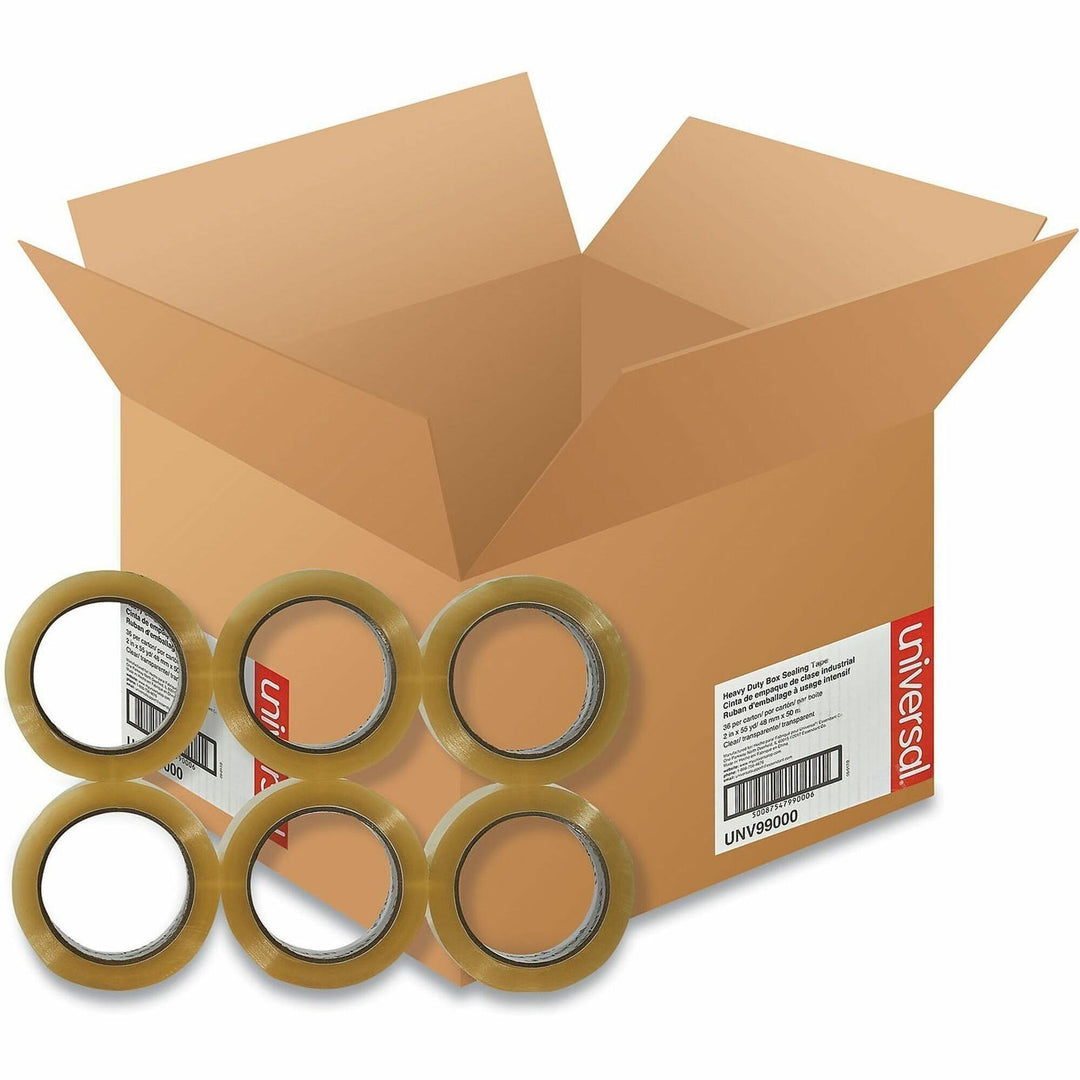 Image of Universal UNV99000 Heavy-Duty Box Sealing Tape, 3" Core, 1.88" x 54.6 yds, Clear, 36/Carton