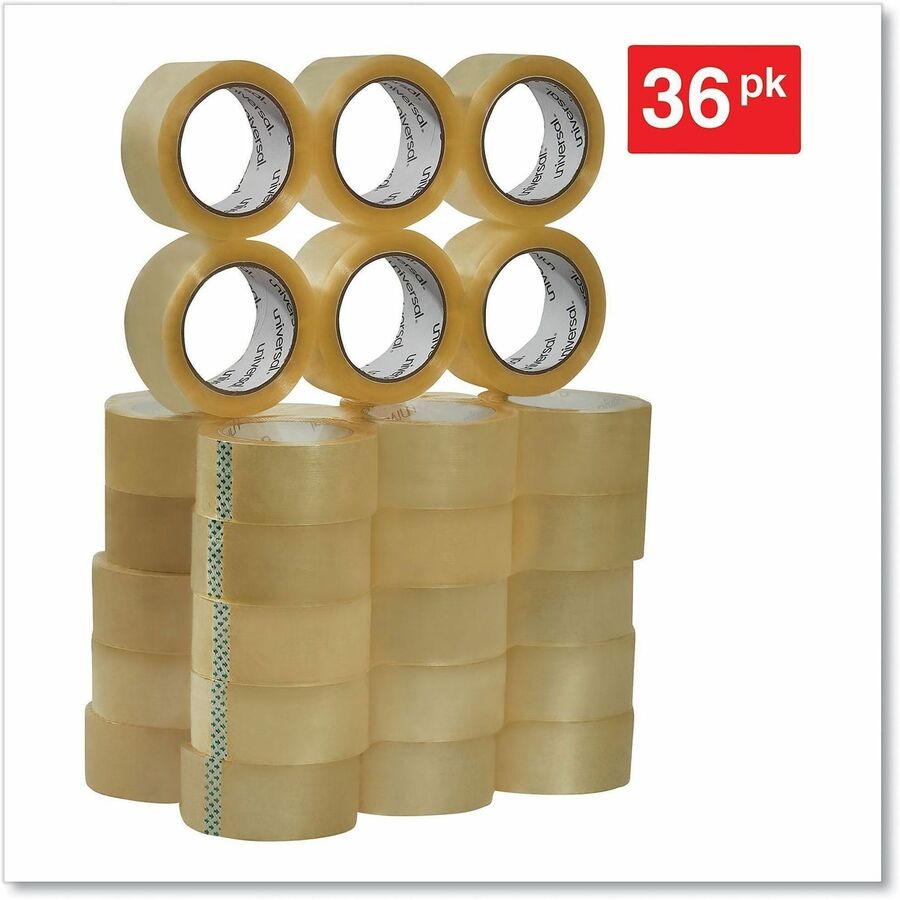 Image of Universal UNV99000 Heavy-Duty Box Sealing Tape, 3" Core, 1.88" x 54.6 yds, Clear, 36/Carton