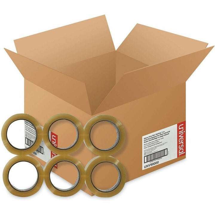 Image of Universal UNV99000 Heavy-Duty Box Sealing Tape, 3" Core, 1.88" x 54.6 yds, Clear, 36/Carton