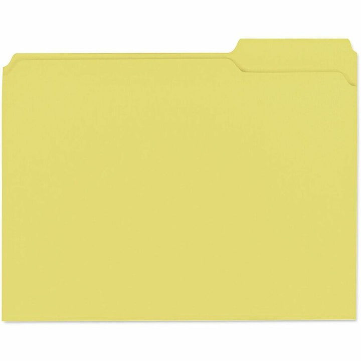 Image of Universal UNV16164 Top Tab File Folder, 8 1/2" x 11", 1" Expansion, Assorted Tab Position, 11 pt., Stock, Yellow, 10% Recycled, 100 / Box