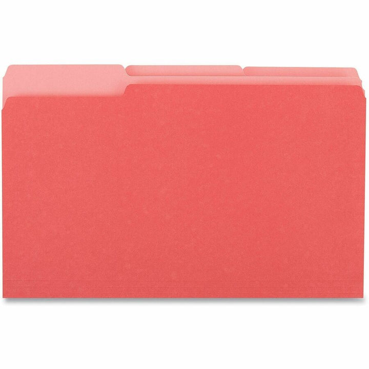 Image of Universal UNV10523 Top Tab File Folder, 8 1/2" x 14", Assorted Tab Position, 11 pt., Stock, Red, 10% Recycled, 100 / Box