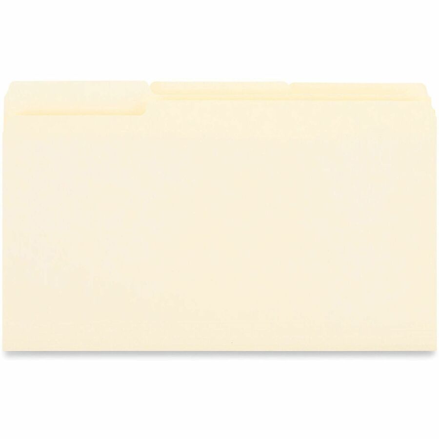 Image of Universal UNV15213 Top Tab File Folder, 8 1/2" x 14", Assorted Tab Position, 9.5 pt., Manila Paper, Brown, 10% Recycled, 100 / Box