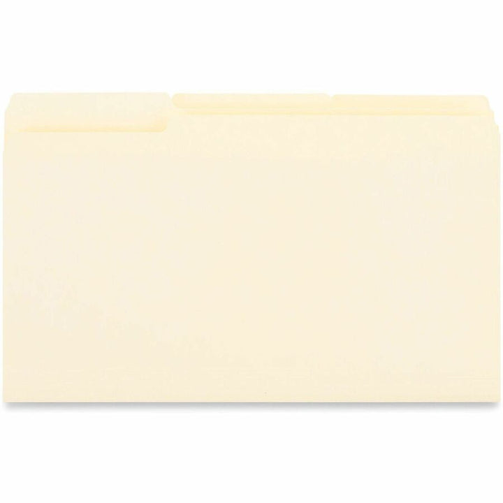 Image of Universal UNV15213 Top Tab File Folder, 8 1/2" x 14", Assorted Tab Position, 9.5 pt., Manila Paper, Brown, 10% Recycled, 100 / Box