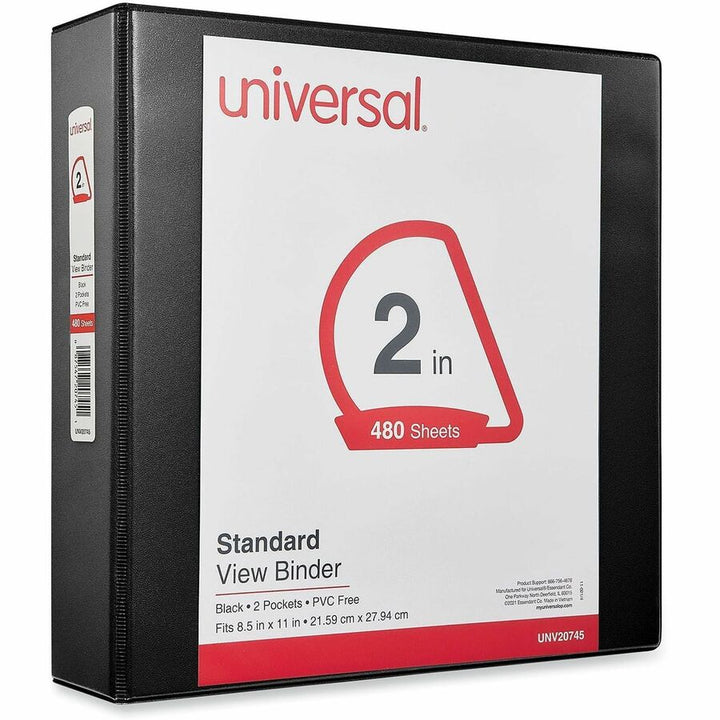 Image of Universal UNV20745 Slant D-Ring View Binder, 3 Rings, 2" Capacity, 11 x 8.5, Black
