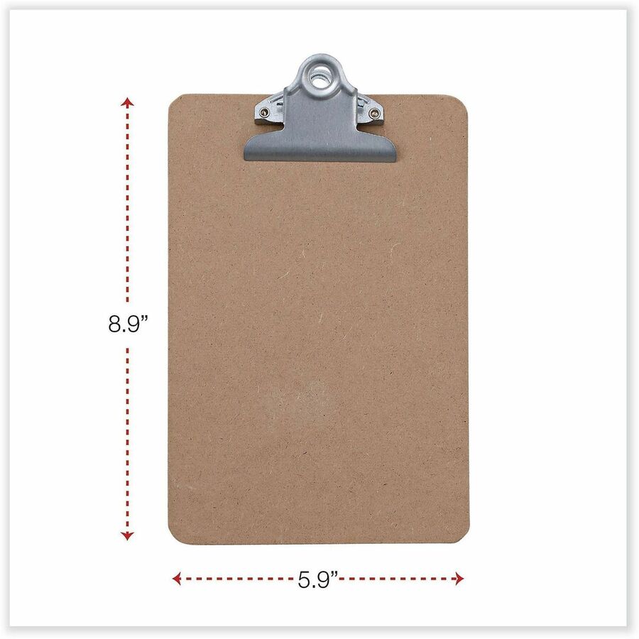Image of Universal UNV05610 Clipboard, 0.75" Clip Capacity, Storage for Document, Form, Paper, 5" x 8" Sheet Size, Hardboard, Brown, 1 Each