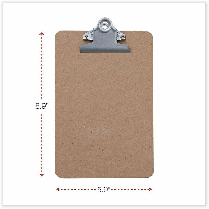 Image of Universal UNV05610 Clipboard, 0.75" Clip Capacity, Storage for Document, Form, Paper, 5" x 8" Sheet Size, Hardboard, Brown, 1 Each