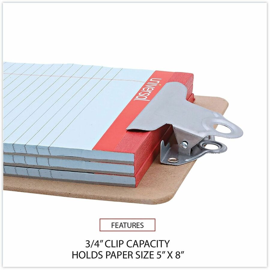 Image of Universal UNV05610 Clipboard, 0.75" Clip Capacity, Storage for Document, Form, Paper, 5" x 8" Sheet Size, Hardboard, Brown, 1 Each