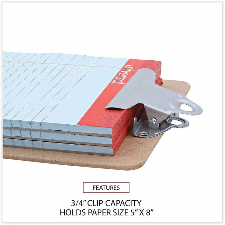 Image of Universal UNV05610 Clipboard, 0.75" Clip Capacity, Storage for Document, Form, Paper, 5" x 8" Sheet Size, Hardboard, Brown, 1 Each