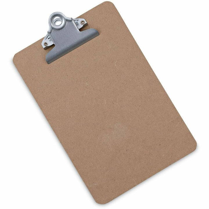 Image of Universal UNV05610 Clipboard, 0.75" Clip Capacity, Storage for Document, Form, Paper, 5" x 8" Sheet Size, Hardboard, Brown, 1 Each