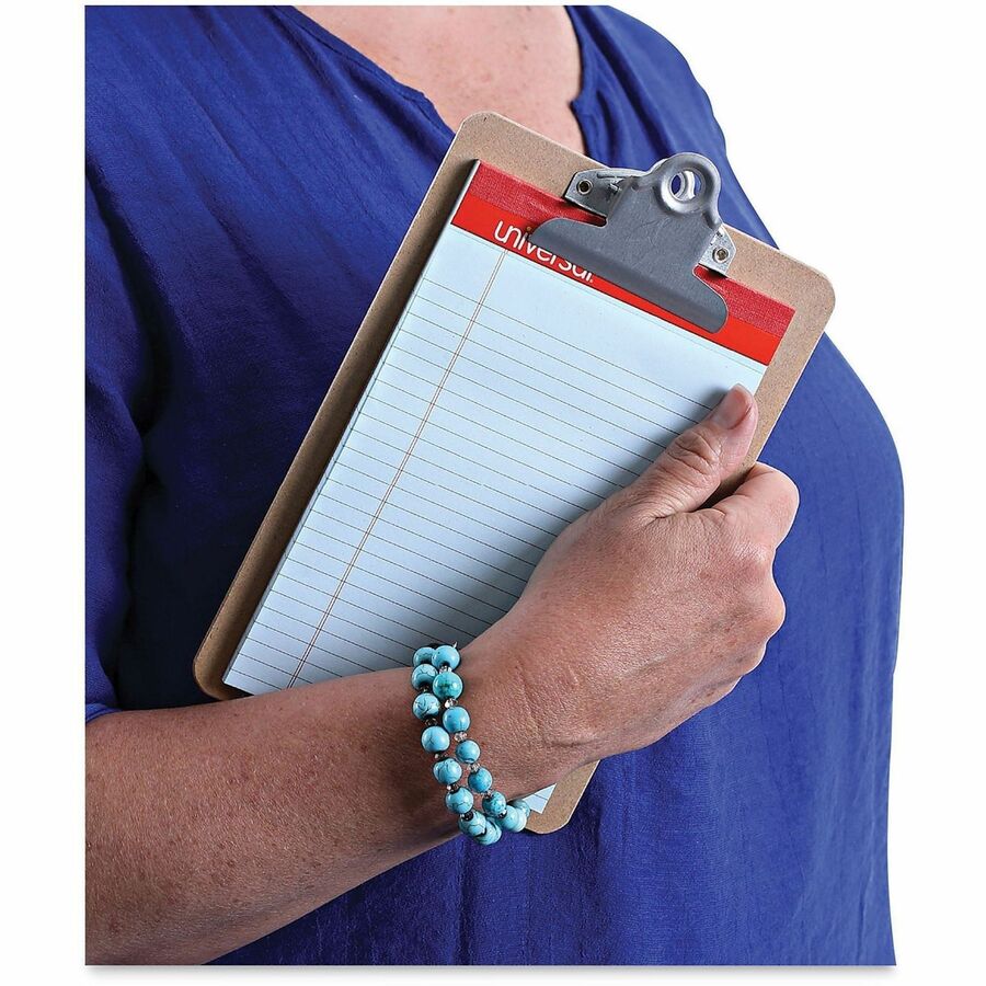 Image of Universal UNV05610 Clipboard, 0.75" Clip Capacity, Storage for Document, Form, Paper, 5" x 8" Sheet Size, Hardboard, Brown, 1 Each