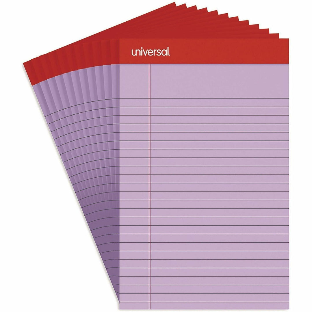 Image of Universal® Colored Perforated Ruled Writing Pads, Narrow Rule, 50 Orchid 5 X 8 Sheets, Dozen