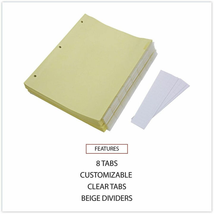 Image of Universal UNV20841 Insertable Tab Index, 8-Tab, 11 x 8.5, Buff, Clear Tabs, 24 Sets