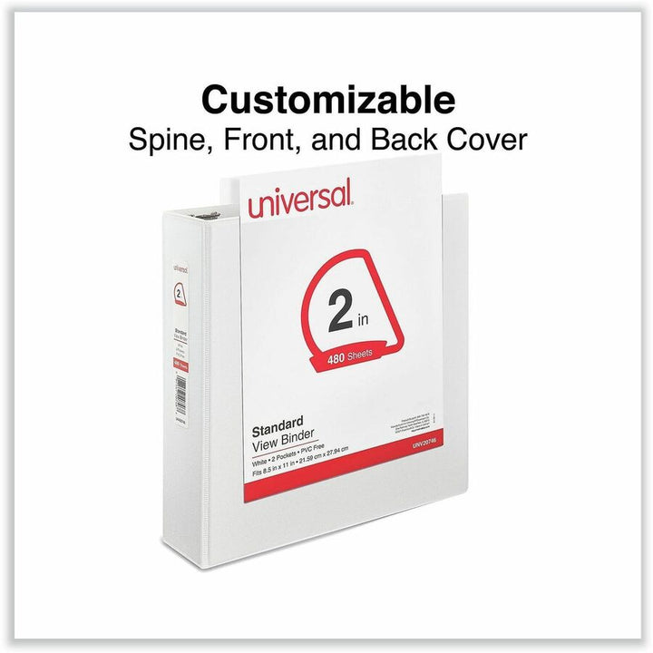 Image of Universal UNV20746 Slant D-Ring View Binder, 3 Rings, 2" Capacity, 11 x 8.5, White