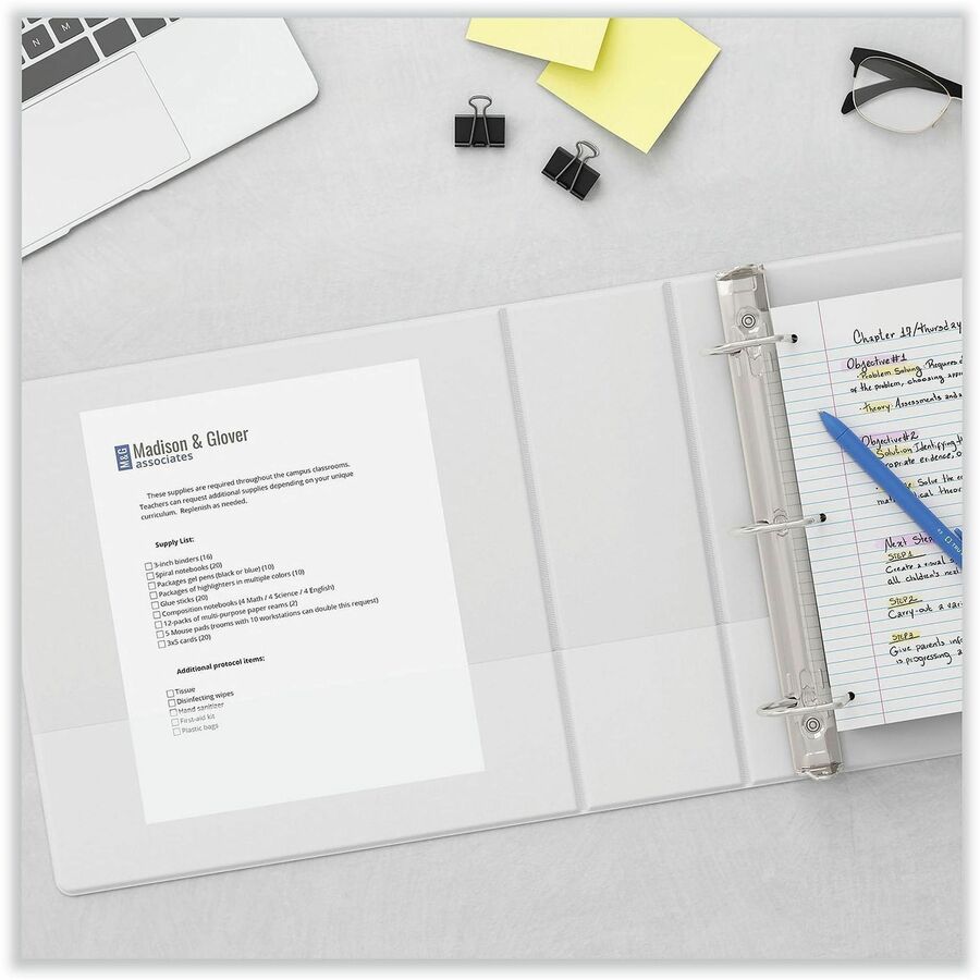 Image of Universal UNV20746 Slant D-Ring View Binder, 3 Rings, 2" Capacity, 11 x 8.5, White