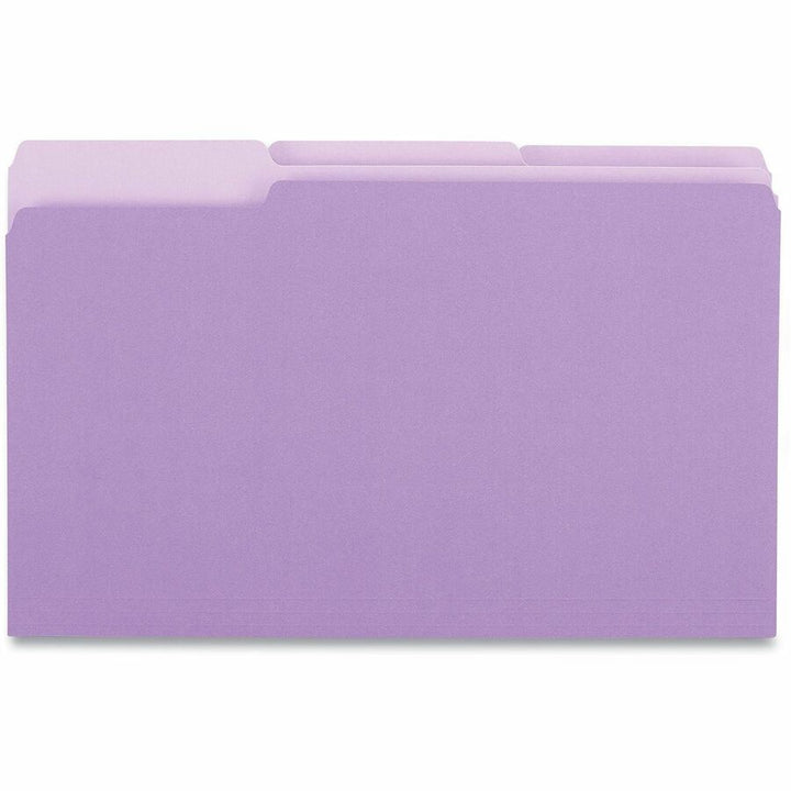 Image of Universal UNV15305 Top Tab File Folder, 8 1/2" x 14", Assorted Tab Position, 11 pt., Stock, Purple, 10% Recycled, 100 / Box
