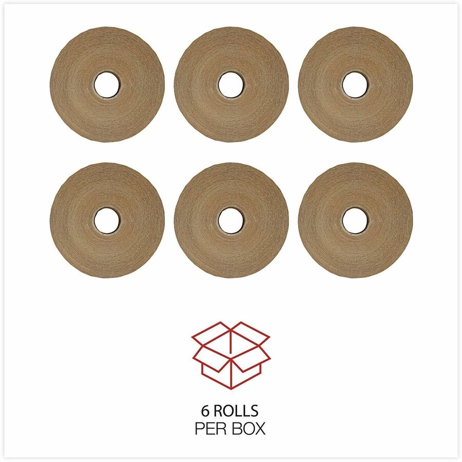 Image of Universal UFS7300 Packaging Tape, 125 yd Length x 3" W x 5 mil Thickness, 3" Core, Brown, Kraft/Glass Fiber Backing, 8 / Carton