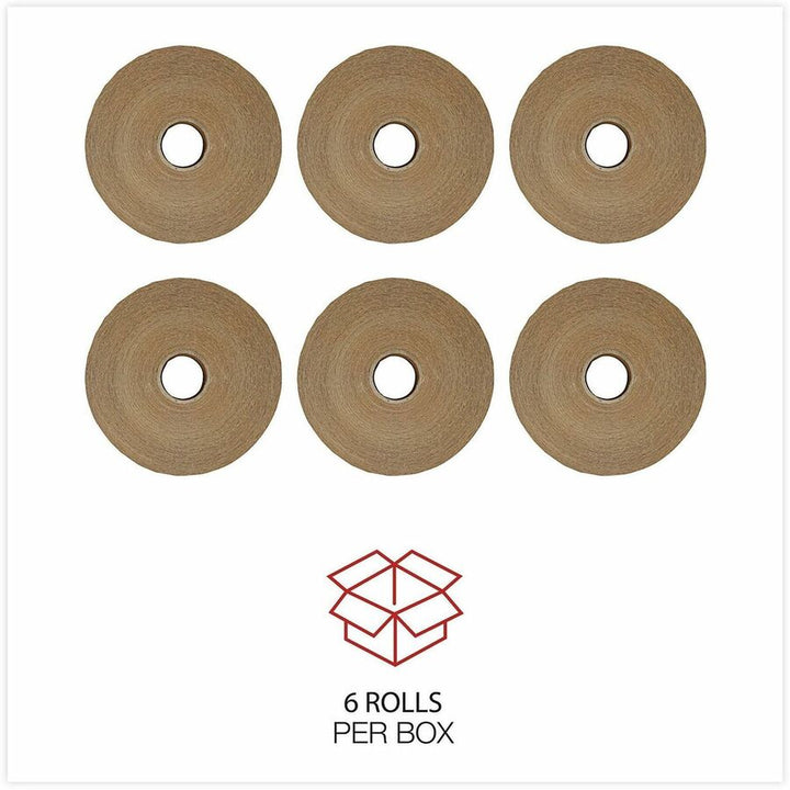 Image of Universal UFS7300 Packaging Tape, 125 yd Length x 3" W x 5 mil Thickness, 3" Core, Brown, Kraft/Glass Fiber Backing, 8 / Carton