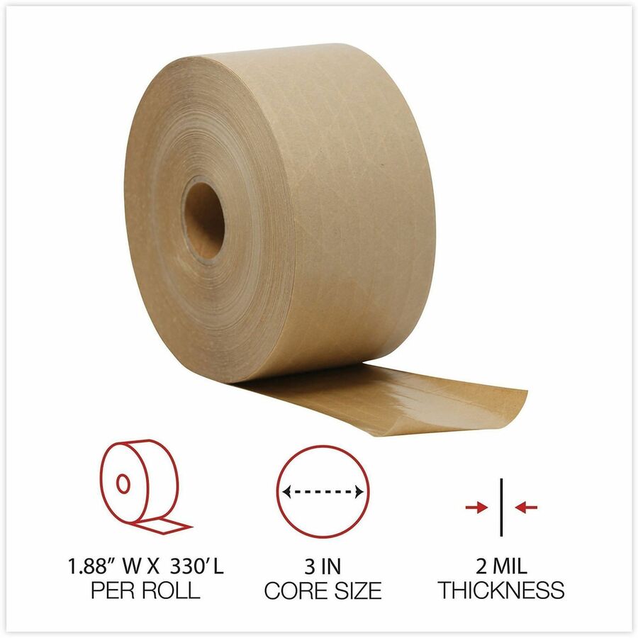 Image of Universal UFS7300 Packaging Tape, 125 yd Length x 3" W x 5 mil Thickness, 3" Core, Brown, Kraft/Glass Fiber Backing, 8 / Carton