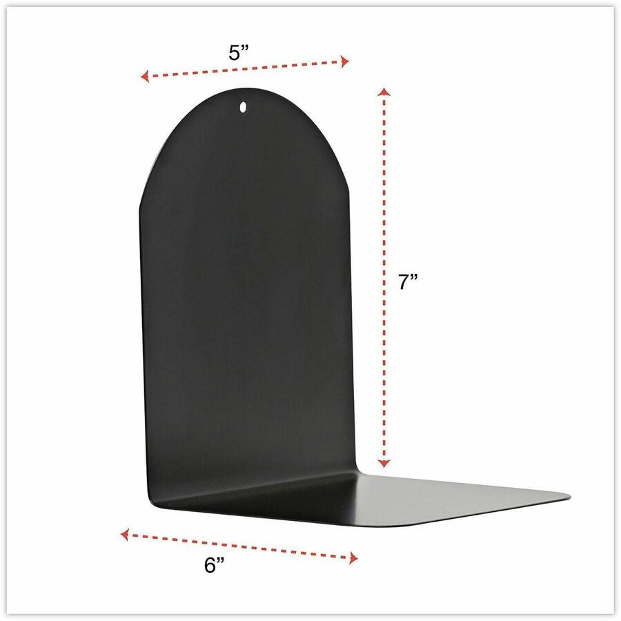 Image of Universal UNV54071 Magnetic Bookends, Magnetic Base, 6 x 5 x 7, Metal, Black, Pair, 7" H x 6" W x 5" Depth, Magnetic, Black, Metal, 1 Pair