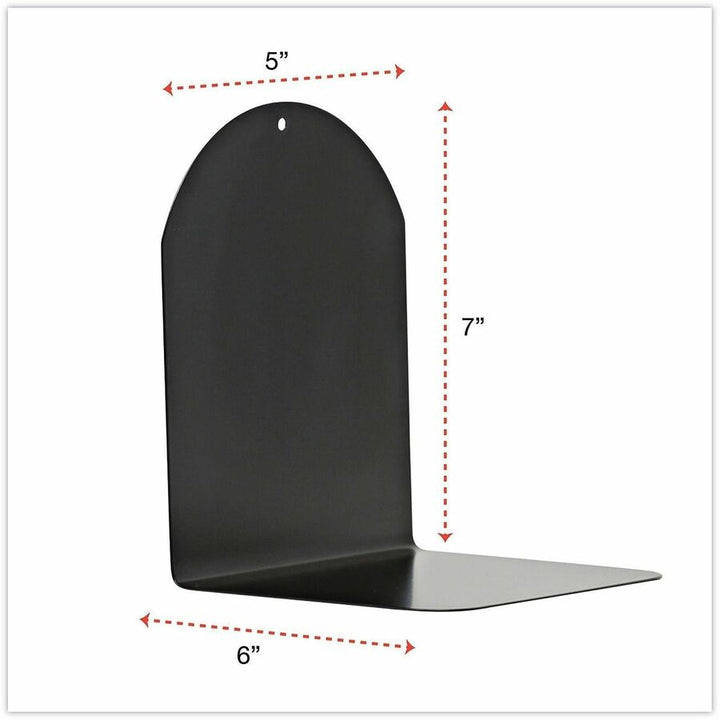 Image of Universal UNV54071 Magnetic Bookends, Magnetic Base, 6 x 5 x 7, Metal, Black, Pair, 7" H x 6" W x 5" Depth, Magnetic, Black, Metal, 1 Pair