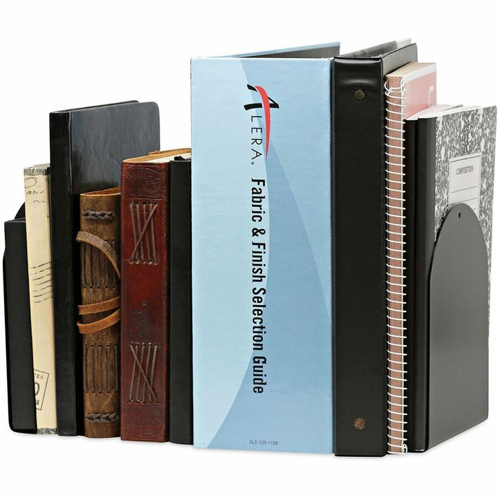 Image of Universal UNV54071 Magnetic Bookends, Magnetic Base, 6 x 5 x 7, Metal, Black, Pair, 7" H x 6" W x 5" Depth, Magnetic, Black, Metal, 1 Pair