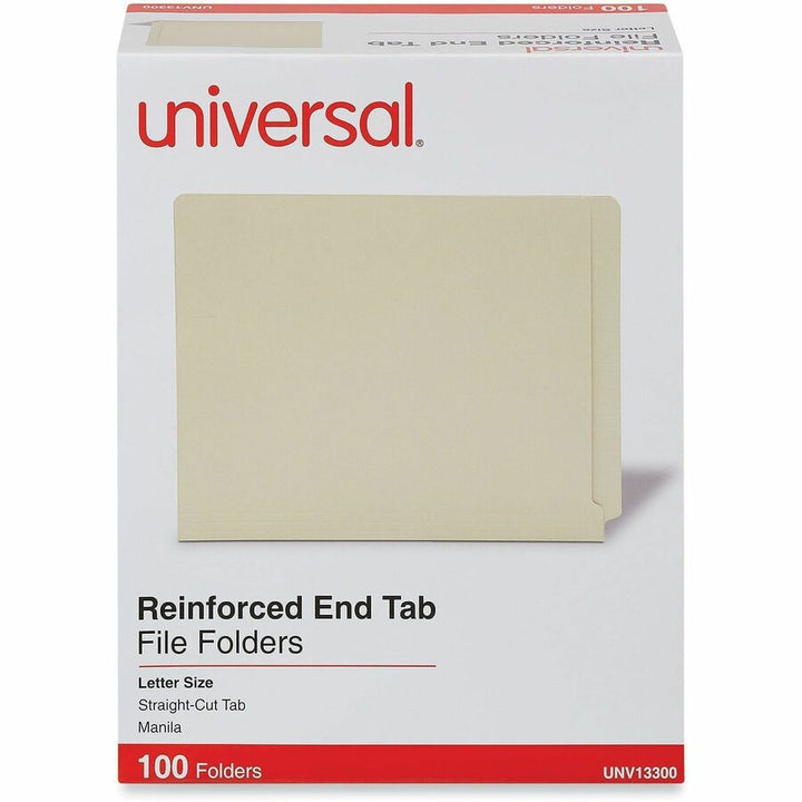 Image of Universal UNV13300 End Tab File Folder, 8 1/2" x 11", 3/4" Expansion, 11 pt., Manila Paper, Brown, 10% Recycled, 100 / Box