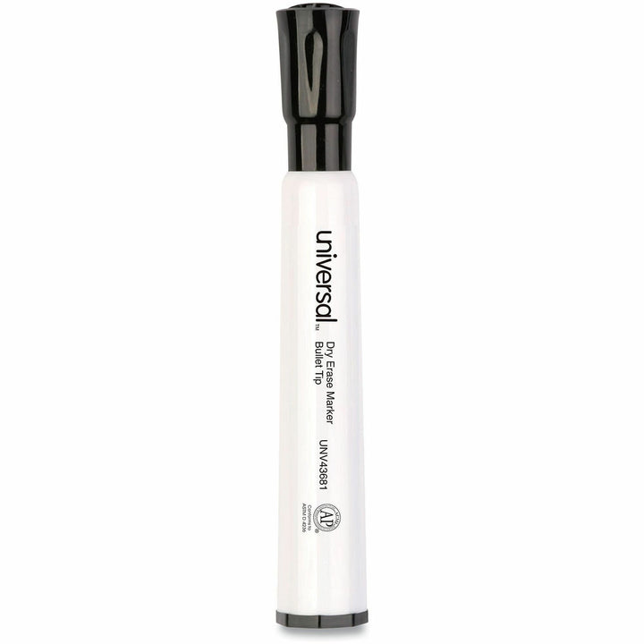 Image of Universal® Dry Erase Marker, Medium Bullet Tip, Black, Dozen