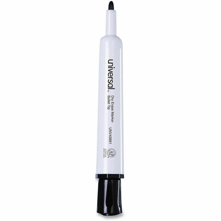 Image of Universal UNV43681 Dry Erase Marker, Medium Bullet Tip, Black, Dozen, Black Ink, Dry, General Purpose, 12 / Dozen