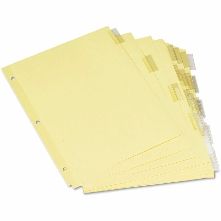 Image of Universal UNV21871 Insertable Tab Index, 5-Tab, 11 x 8.5, Buff, Clear Tabs, 6 Sets