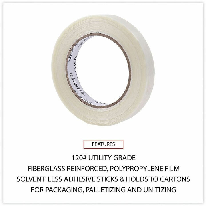 Image of Universal UNV30018 120# Utility Grade Filament Tape, 3" Core, 18 mm x 54.8 m, Clear