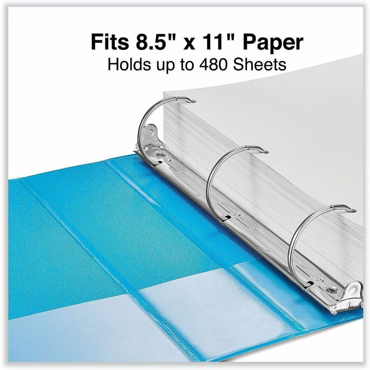Image of Universal UNV20733 Slant D-Ring View Binder, 3 Rings, 2" Capacity, 11 x 8.5, Light Blue