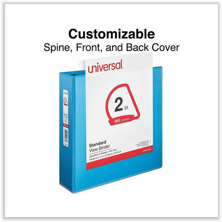 Image of Universal UNV20733 Slant D-Ring View Binder, 3 Rings, 2" Capacity, 11 x 8.5, Light Blue