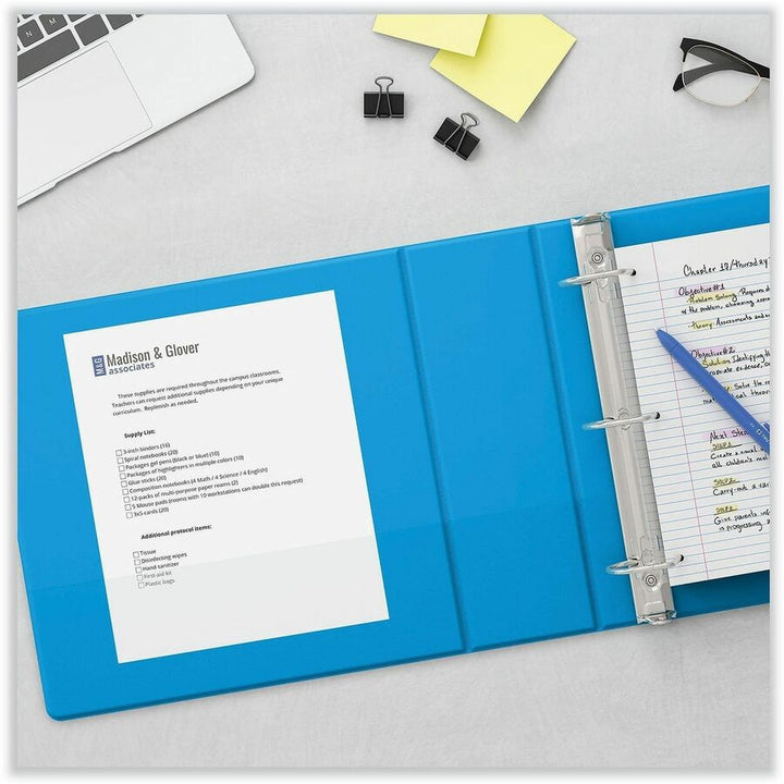 Image of Universal UNV20733 Slant D-Ring View Binder, 3 Rings, 2" Capacity, 11 x 8.5, Light Blue