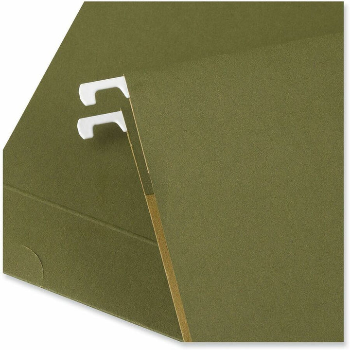Image of Universal UNV14152 Hanging Folder, 8 1/2" x 14", 2" Expansion, Assorted Tab Position, 11 pt., Stock, Standard Green, 10% Recycled, 25 / Box