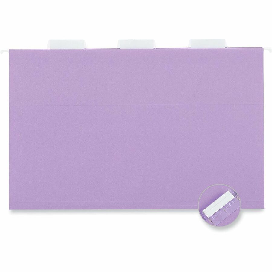 Image of Universal UNV14220 Hanging Folder, 8 1/2" x 14", Assorted Tab Position, 11 pt., Stock, Violet, 100% Recycled, 25 / Box
