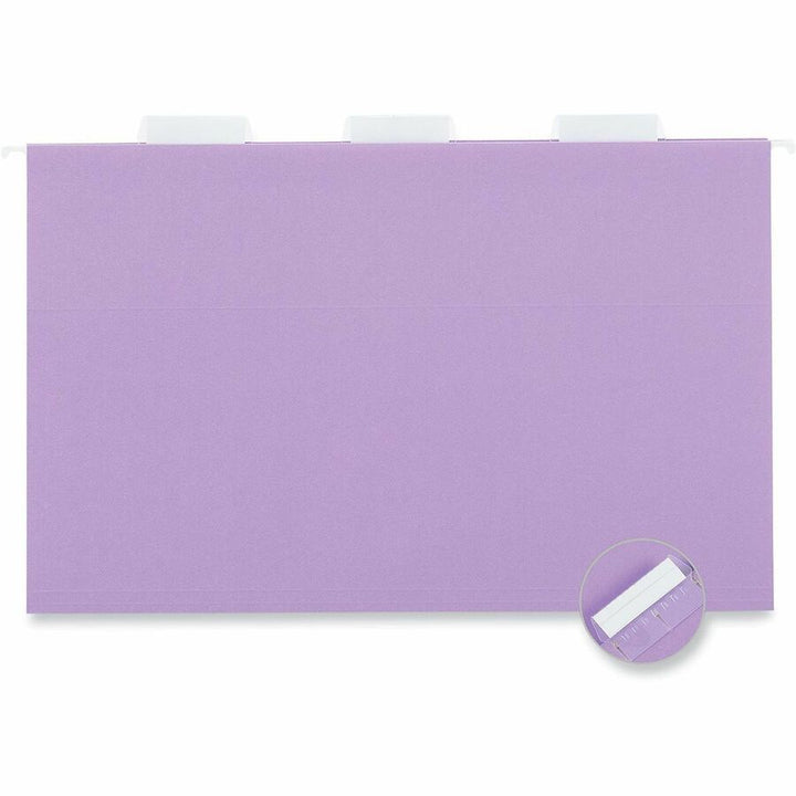 Image of Universal UNV14220 Hanging Folder, 8 1/2" x 14", Assorted Tab Position, 11 pt., Stock, Violet, 100% Recycled, 25 / Box