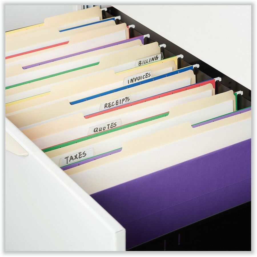 Image of Universal UNV14220 Hanging Folder, 8 1/2" x 14", Assorted Tab Position, 11 pt., Stock, Violet, 100% Recycled, 25 / Box