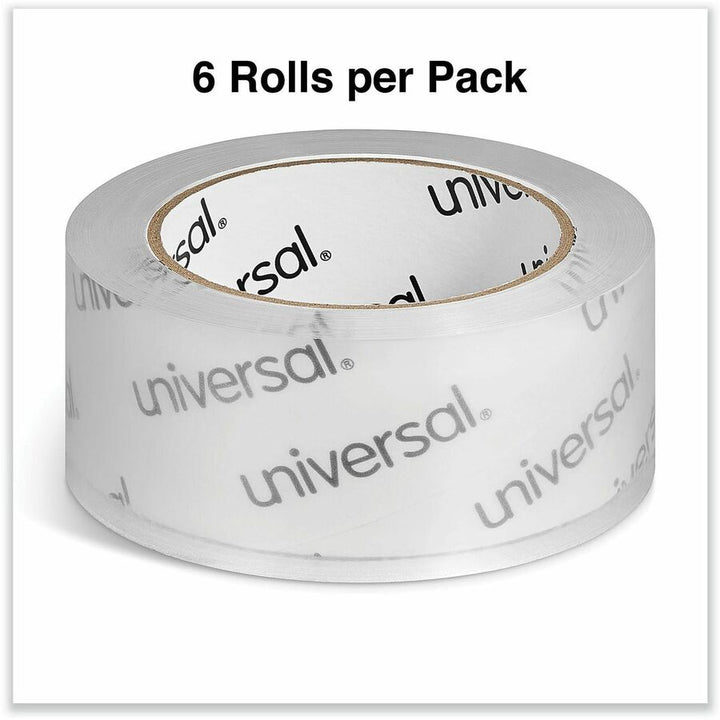 Image of Universal UNV63120 Packaging Tape, 109 yd Length x 1.88" W x 1.7 mil Thickness, 3" Core, Clear, Acrylic, Plastic Backing, 6 / Pack