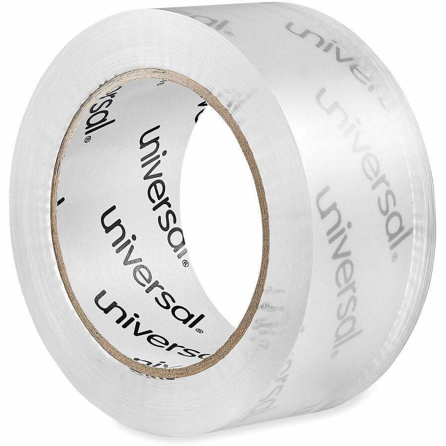 Image of Universal UNV63120 Packaging Tape, 109 yd Length x 1.88" W x 1.7 mil Thickness, 3" Core, Clear, Acrylic, Plastic Backing, 6 / Pack
