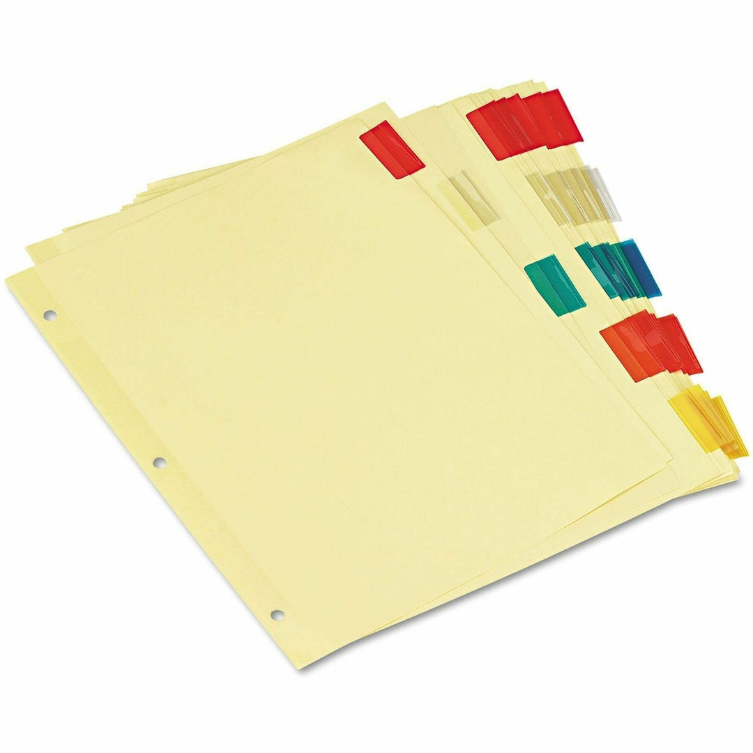 Image of Universal UNV21870 Insertable Tab Index, 5-Tab, 11 x 8.5, Buff, Assorted Tabs, 6 Sets