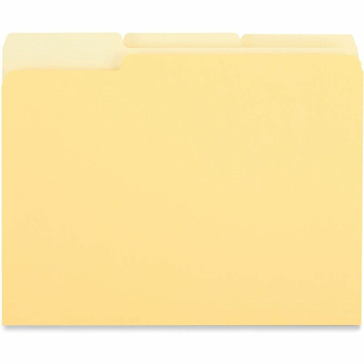 Image of Universal UNV12304 Top Tab File Folder, 8 1/2" x 11", Assorted Tab Position, 11 pt., Stock, Yellow, 100 / Box