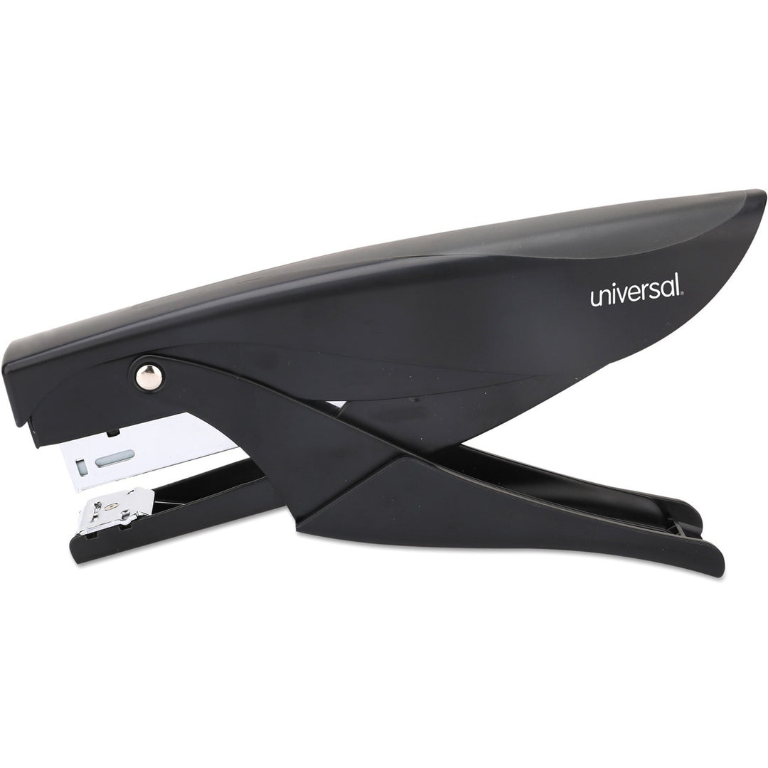 Image of Universal® Deluxe Plier Stapler, 20-Sheet Capacity, 0.25" Staples, 1.75" Throat, Black