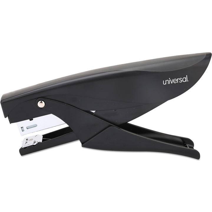 Image of Universal® Deluxe Plier Stapler, 20-Sheet Capacity, 0.25" Staples, 1.75" Throat, Black