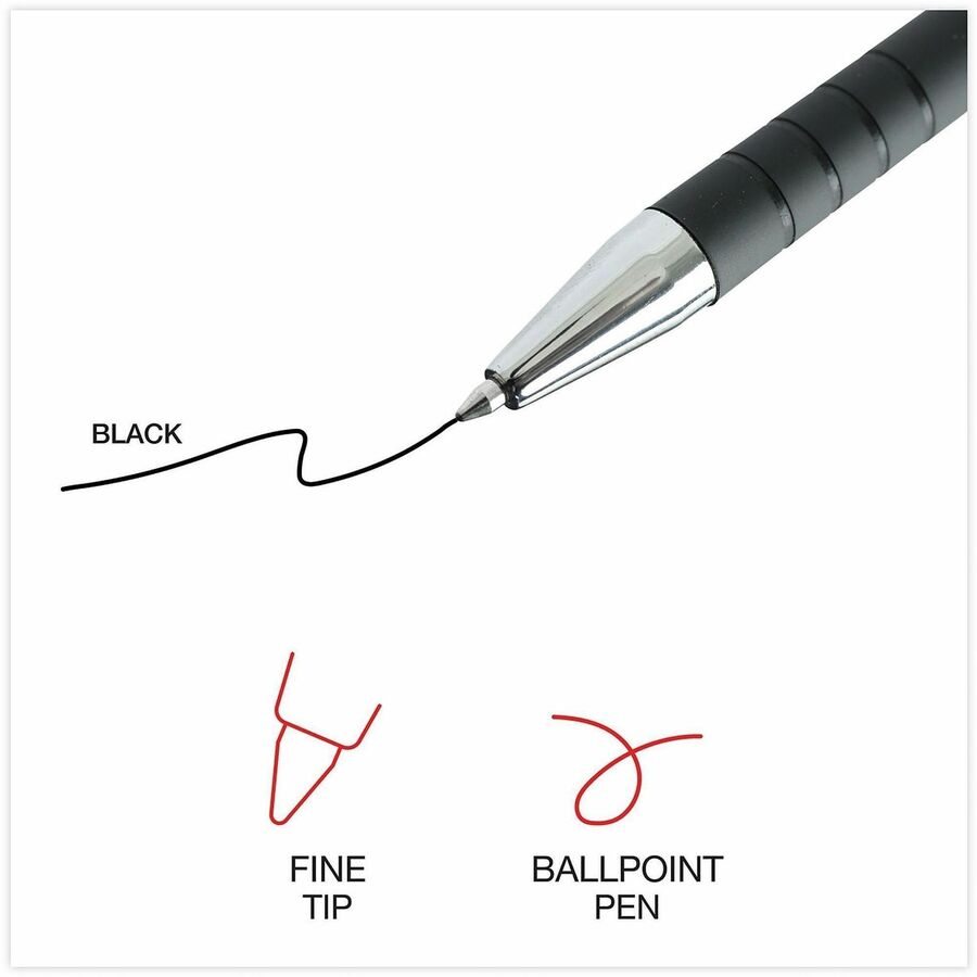 Image of Universal UNV15520 Ballpoint Pen, Retractable, Fine 0.7 mm, Black Ink, Black Barrel, Dozen