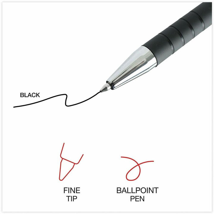 Image of Universal UNV15520 Ballpoint Pen, Retractable, Fine 0.7 mm, Black Ink, Black Barrel, Dozen