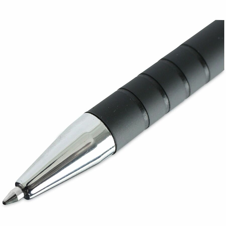 Image of Universal UNV15520 Ballpoint Pen, Retractable, Fine 0.7 mm, Black Ink, Black Barrel, Dozen