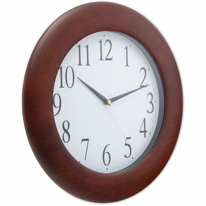 Image of Universal UNV10414 Wall Clock, Analog, Quartz, White Main Dial, Cherry Case, Wood, 1
